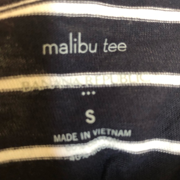 BANANA REPUBLIC Top Size S Cotton Slub Malibu Tee Navy Stripe Tie Resort - Picture 4 of 5